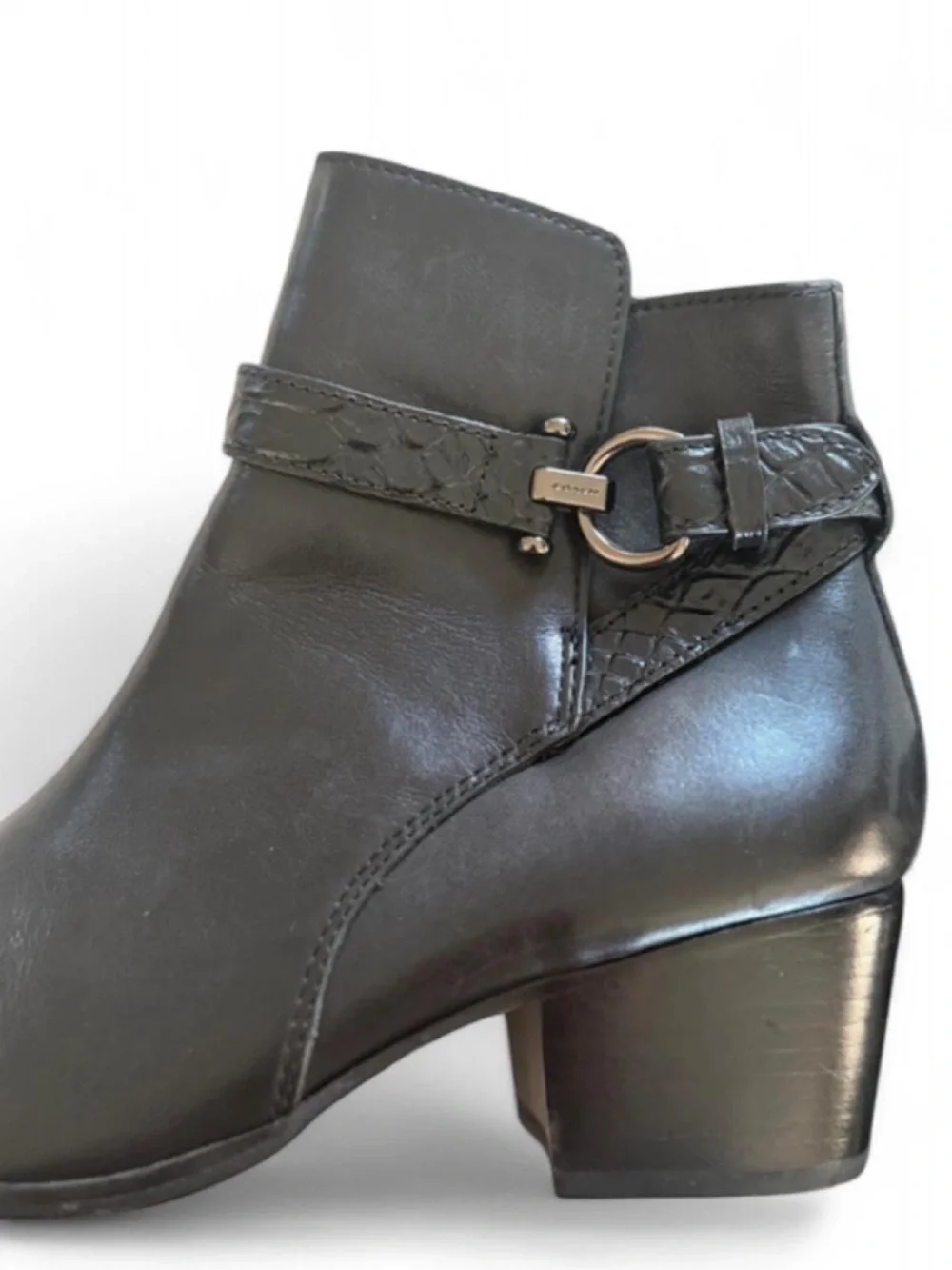 COACH Paulina Black Leather Ankle Boots, 2.5